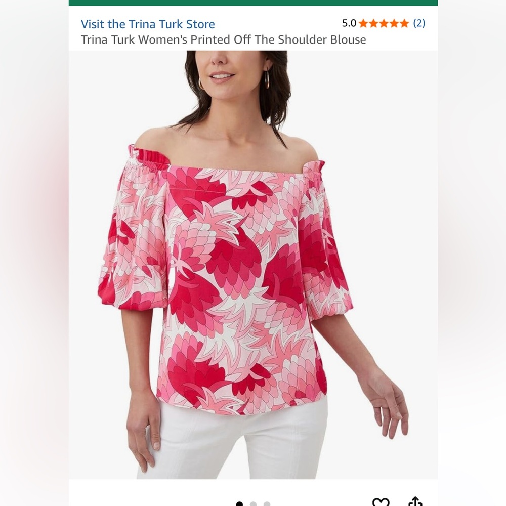 Trina Turk Pink Floral Off-Shoulder Blouse